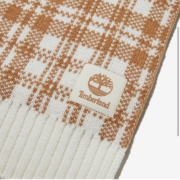 NWT Timberland Women's Tan Cream Brown Plaid Scarf - Picture 5 of 8